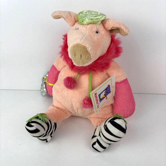 manhattan toy Other - Vintage Manhattan Toy Tiptoes Touché Madge Pig Plush Zebra Socks 14”